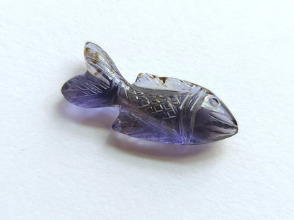 Natural Iolite Gemstone Hand-Carved Fishes