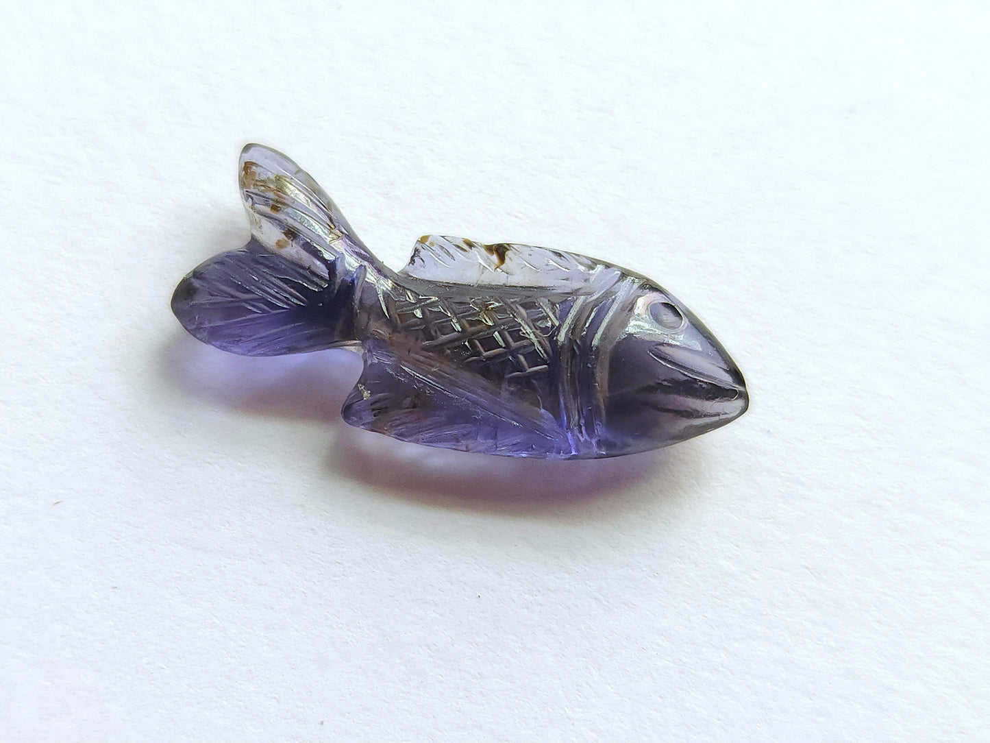 Natural Iolite Gemstone Hand-Carved Fishes