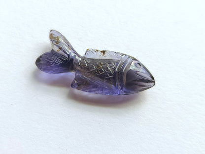 Natural Iolite Gemstone Hand-Carved Fishes