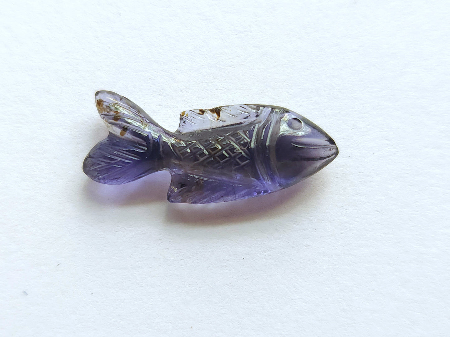 Natural Iolite Gemstone Hand-Carved Fishes