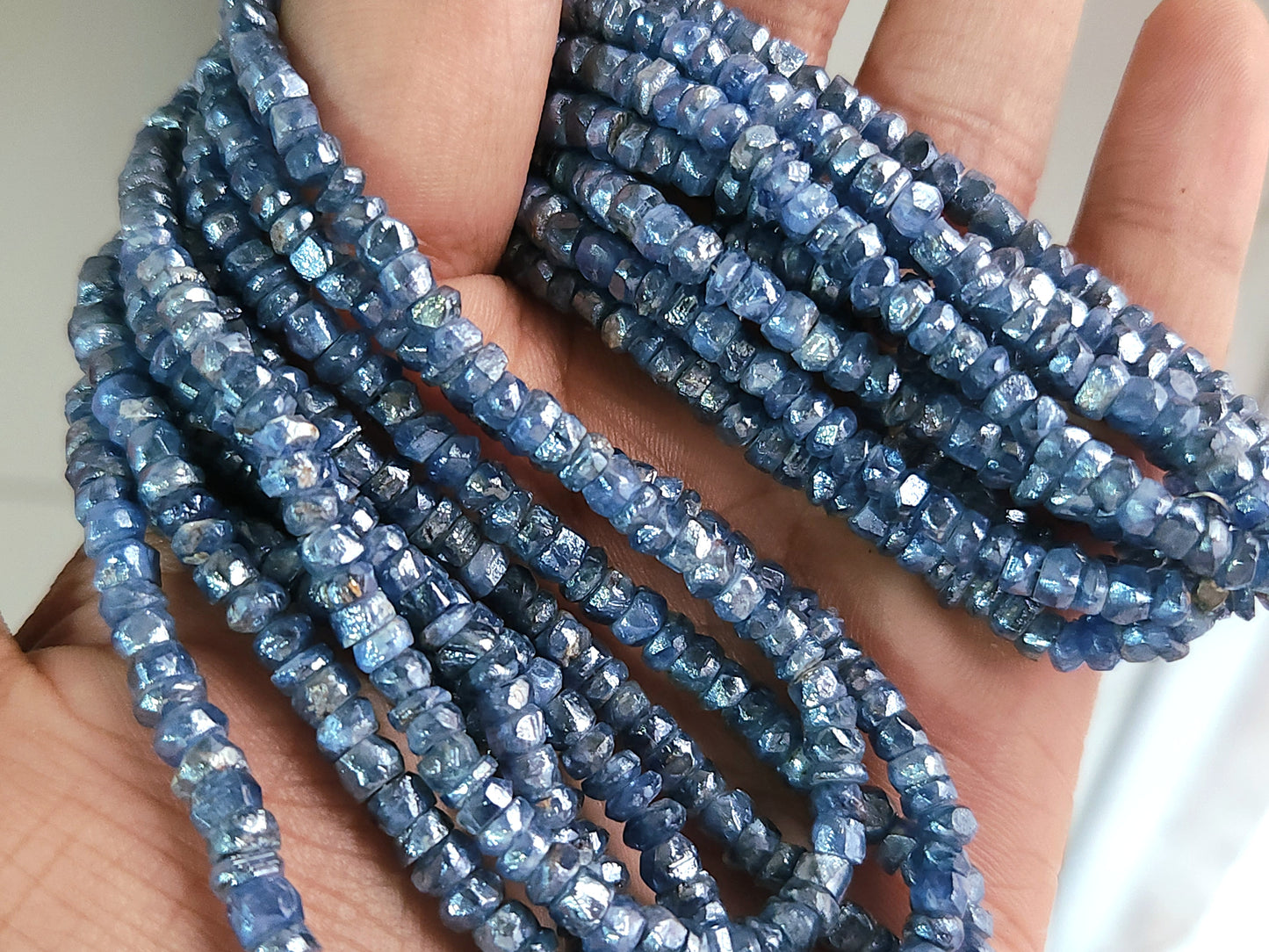 Kyanite Coated Faceted Uneven Shape Beads