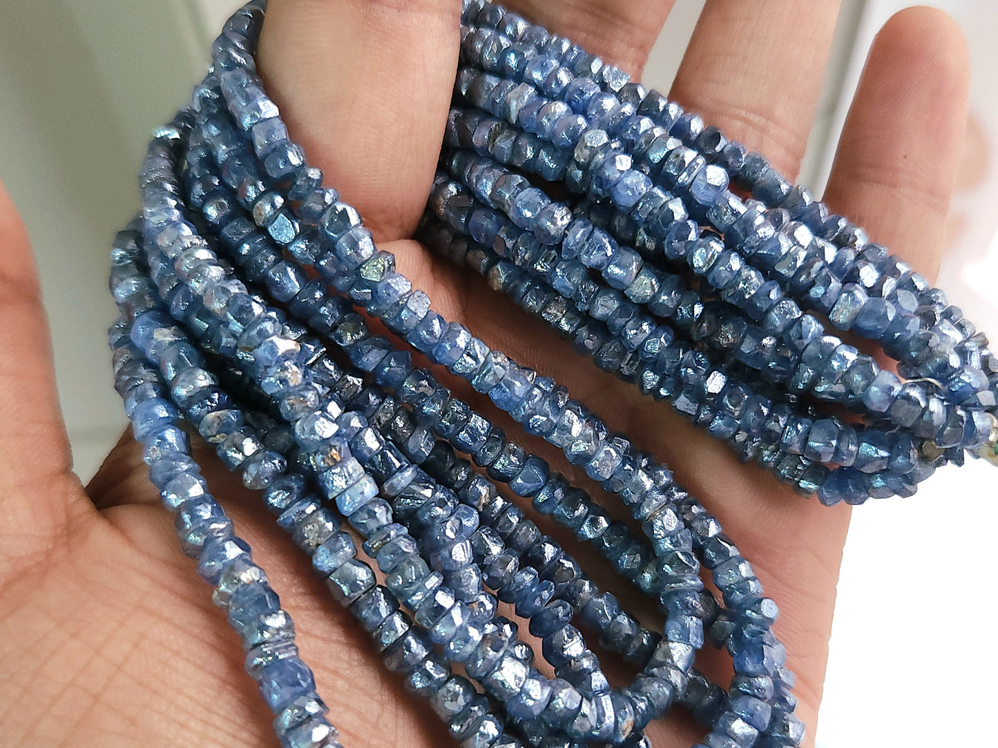 Kyanite Coated Faceted Uneven Shape Beads