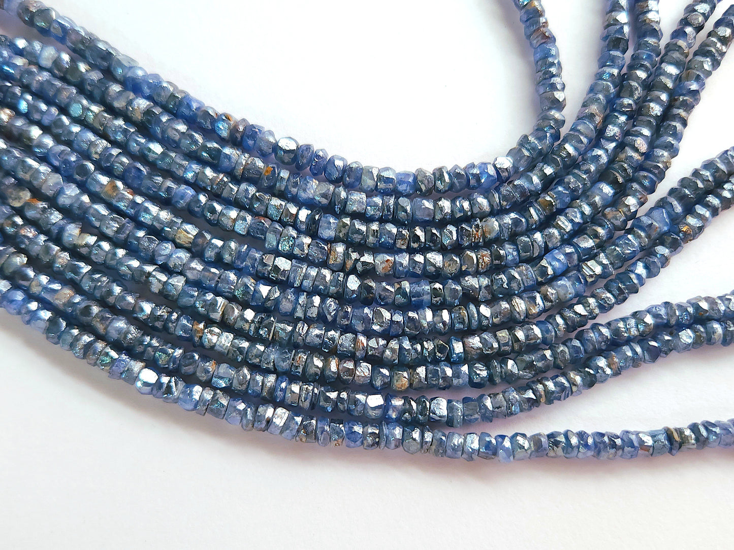 Kyanite Coated Faceted Uneven Shape Beads