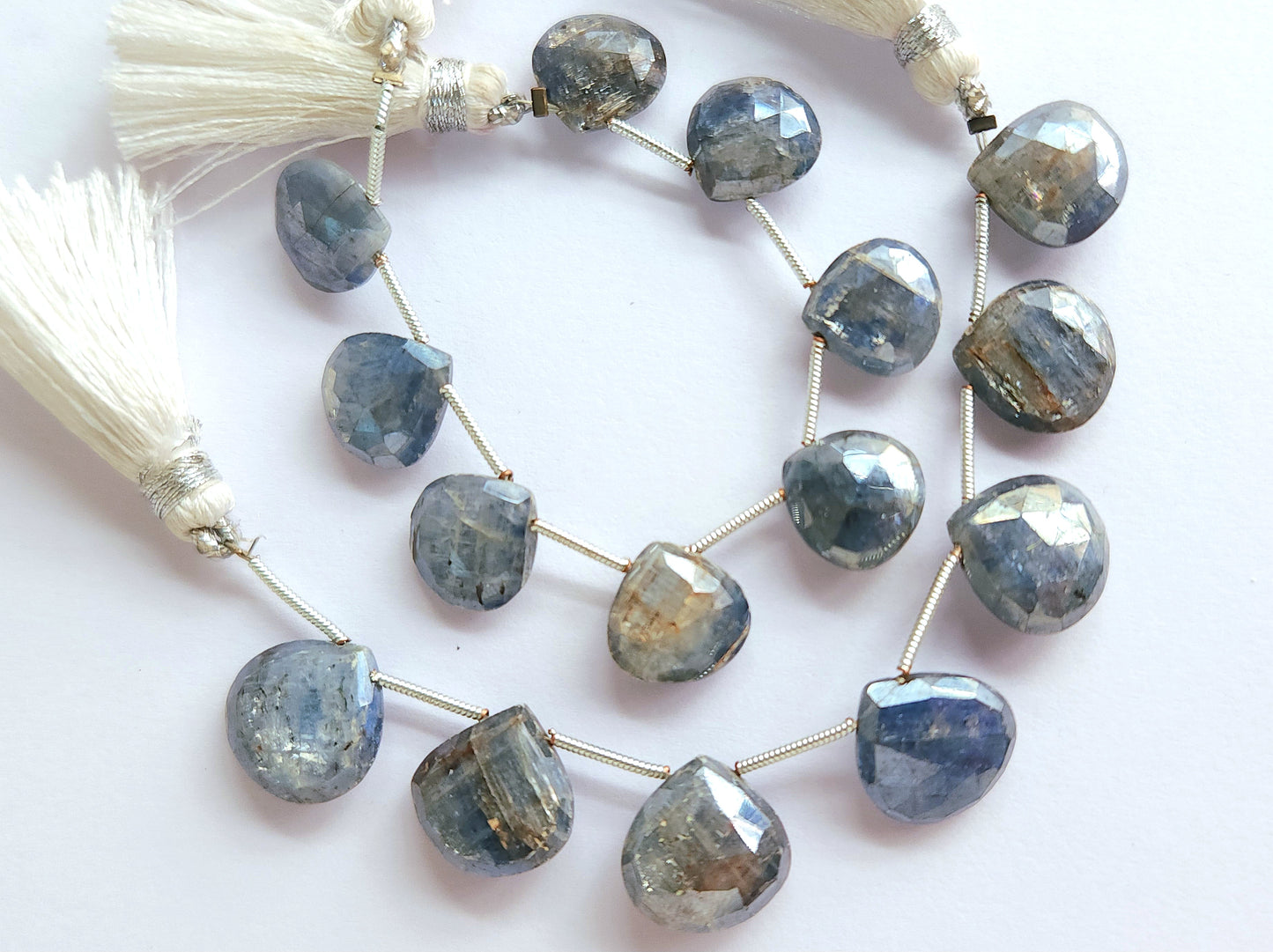 Natural Kyanite Coated Heart Shape Faceted Beads
