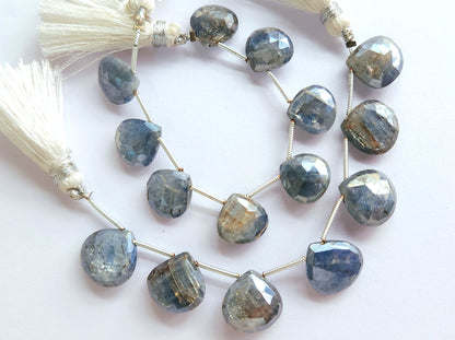 Natural Kyanite Coated Heart Shape Faceted Beads