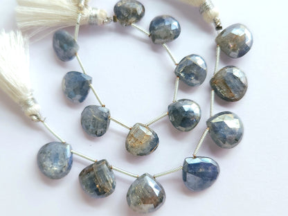 Natural Kyanite Coated Heart Shape Faceted Beads