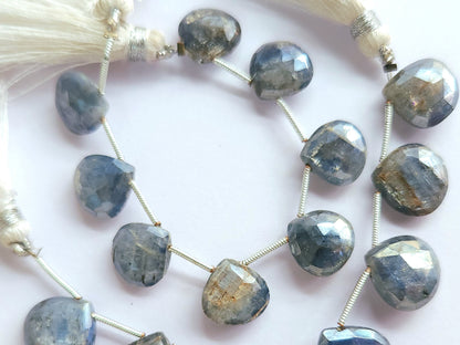 Natural Kyanite Coated Heart Shape Faceted Beads