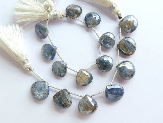 Natural Kyanite Coated Heart Shape Faceted Beads