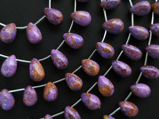Purple Copper Turquoise Gemstone Smooth Drop Beads
