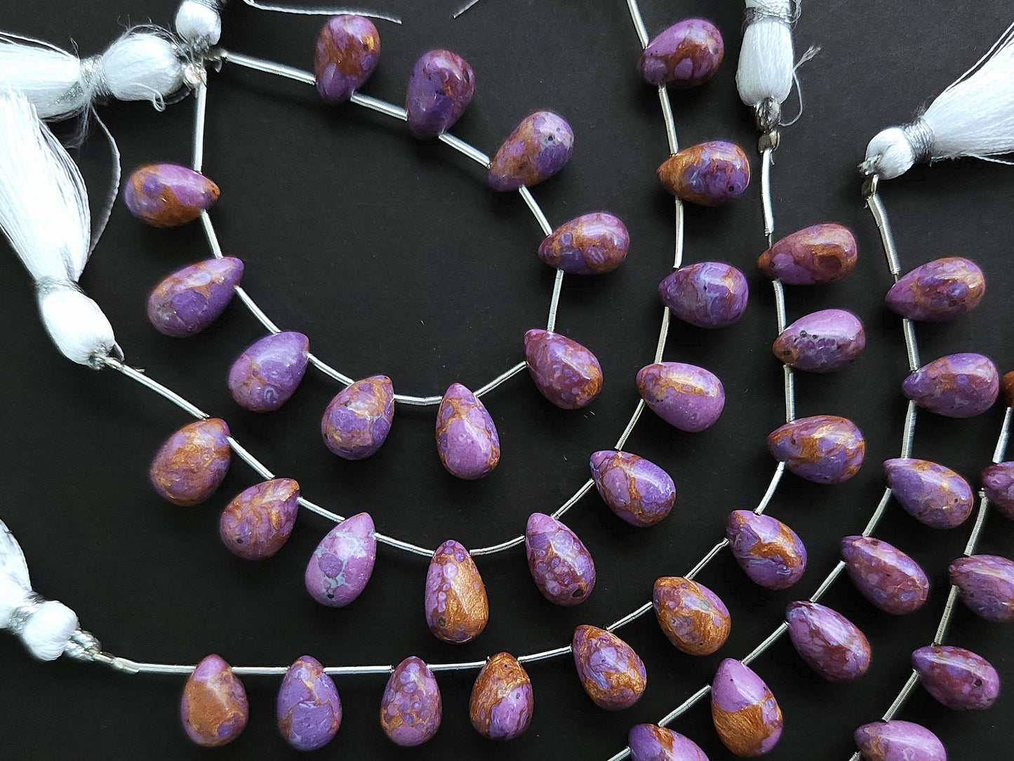 Purple Copper Turquoise Gemstone Smooth Drop Beads