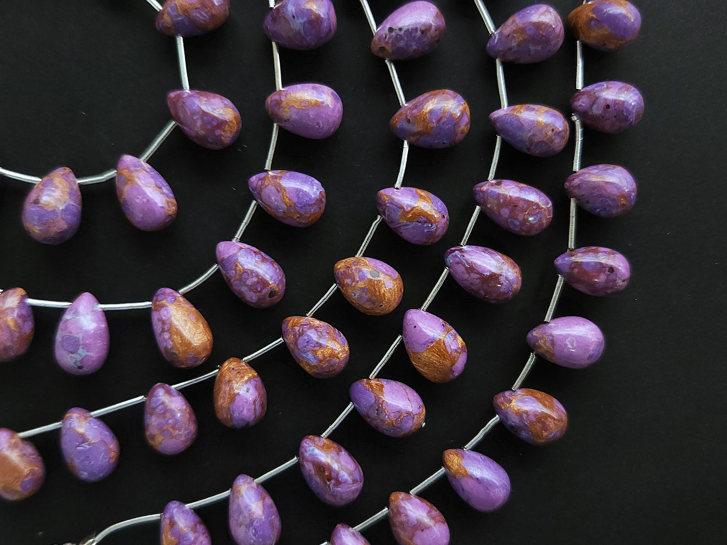 Purple Copper Turquoise Gemstone Smooth Drop Beads