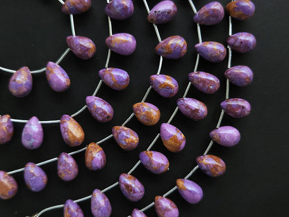 Purple Copper Turquoise Gemstone Smooth Drop Beads