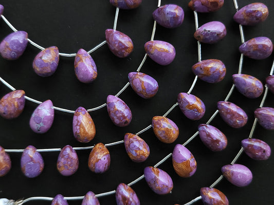 Purple Copper Turquoise Gemstone Smooth Drop Beads