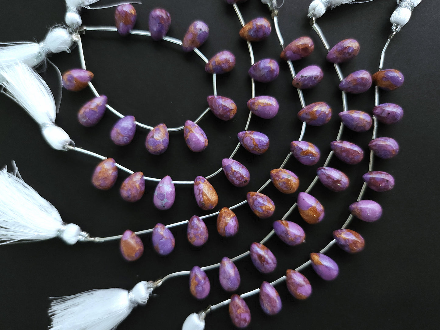 Purple Copper Turquoise Gemstone Smooth Drop Beads