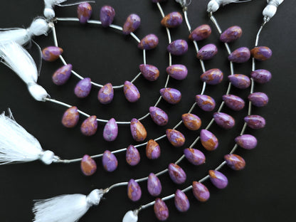 Purple Copper Turquoise Gemstone Smooth Drop Beads