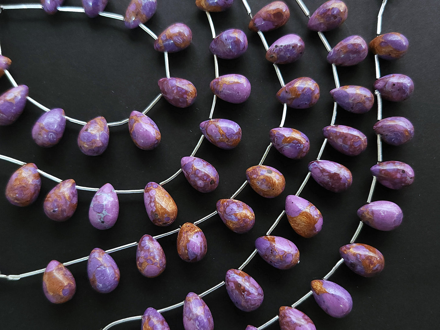 Purple Copper Turquoise Gemstone Smooth Drop Beads