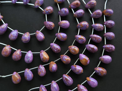 Purple Copper Turquoise Gemstone Smooth Drop Beads