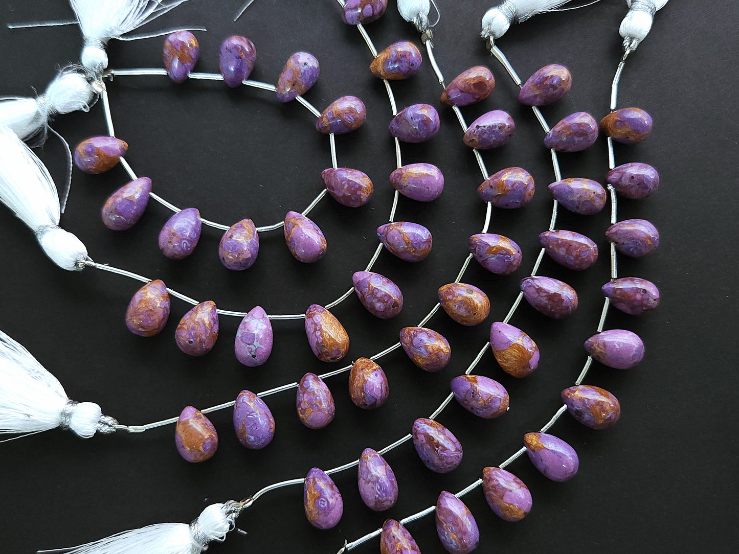 Purple Copper Turquoise Gemstone Smooth Drop Beads