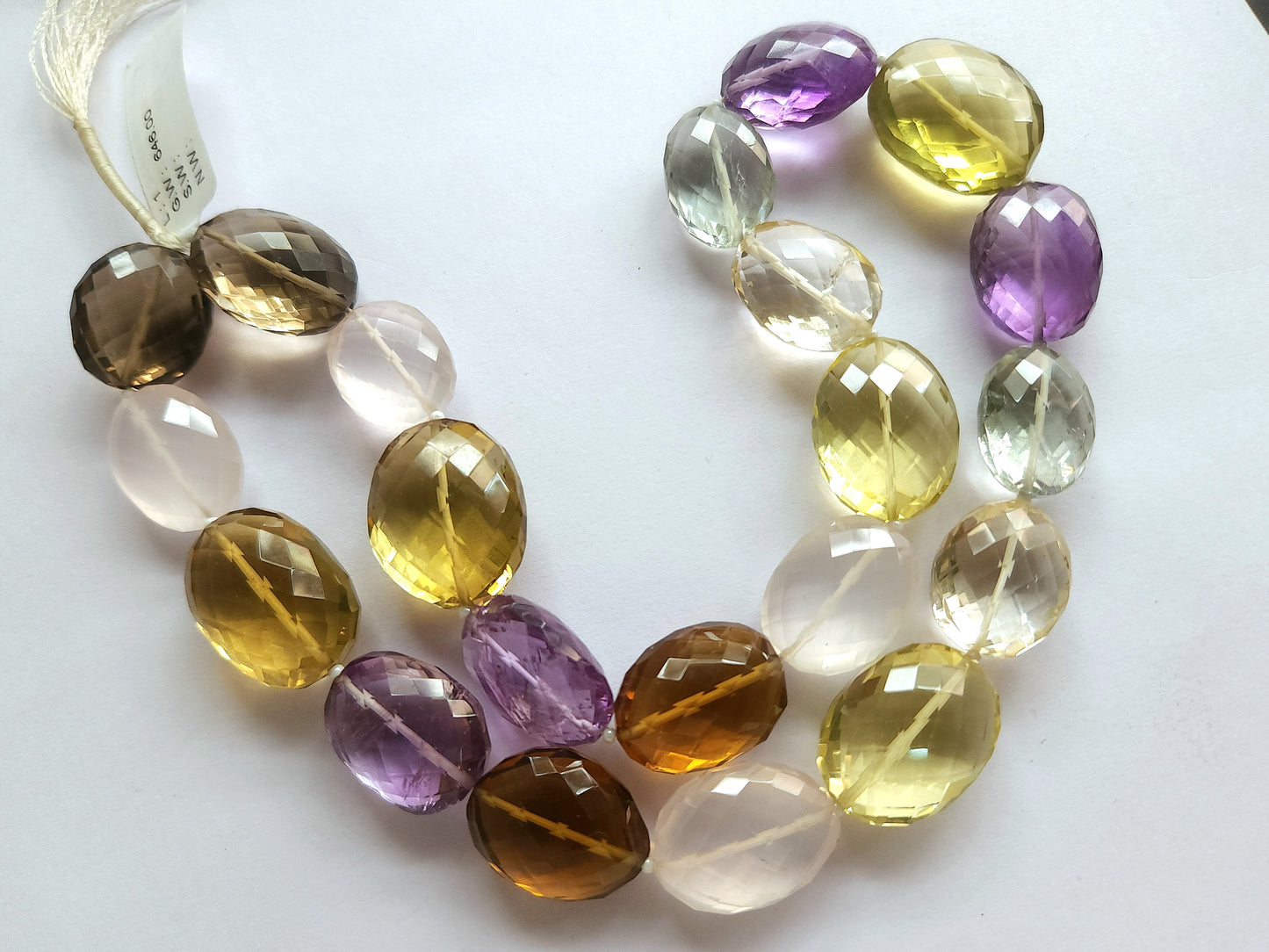 Mixed Semi Precious Gemstone Faceted Oval Shape Beads