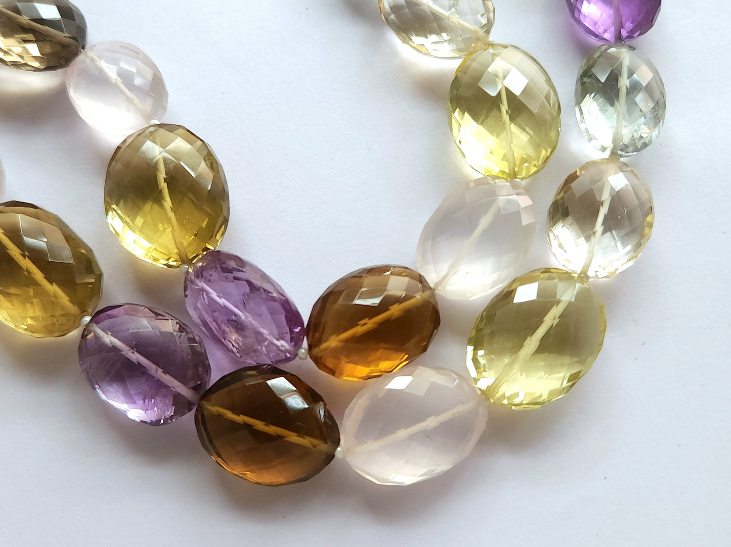 Mixed Semi Precious Gemstone Faceted Oval Shape Beads