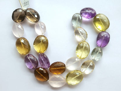 Mixed Semi Precious Gemstone Faceted Oval Shape Beads