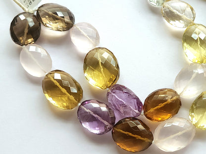 Mixed Semi Precious Gemstone Faceted Oval Shape Beads