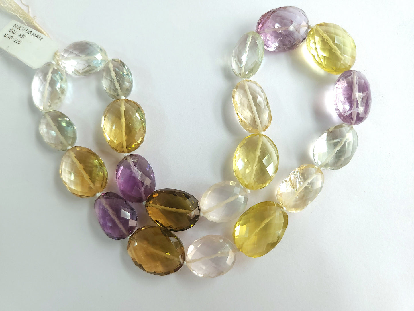 Mixed Semi Precious Gemstone Faceted Oval Shape Beads