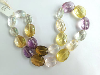 Mixed Semi Precious Gemstone Faceted Oval Shape Beads