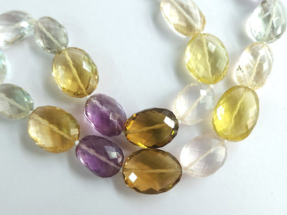 Mixed Semi Precious Gemstone Faceted Oval Shape Beads