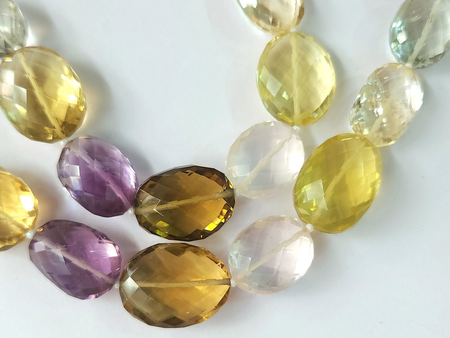 Mixed Semi Precious Gemstone Faceted Oval Shape Beads
