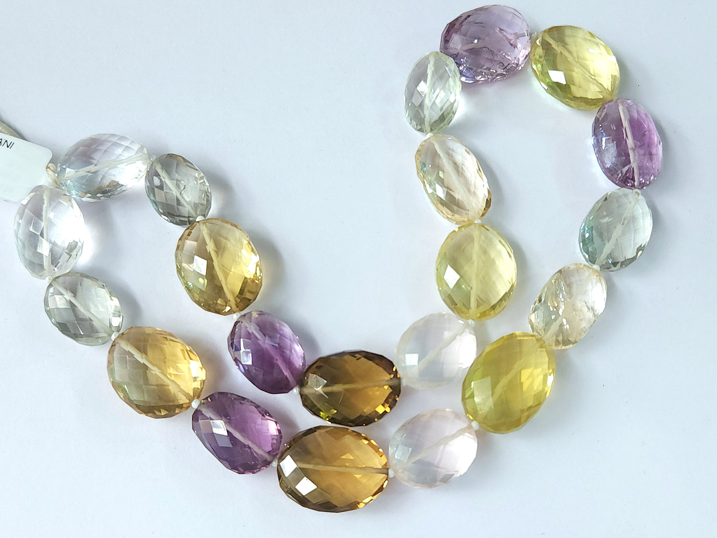 Mixed Semi Precious Gemstone Faceted Oval Shape Beads