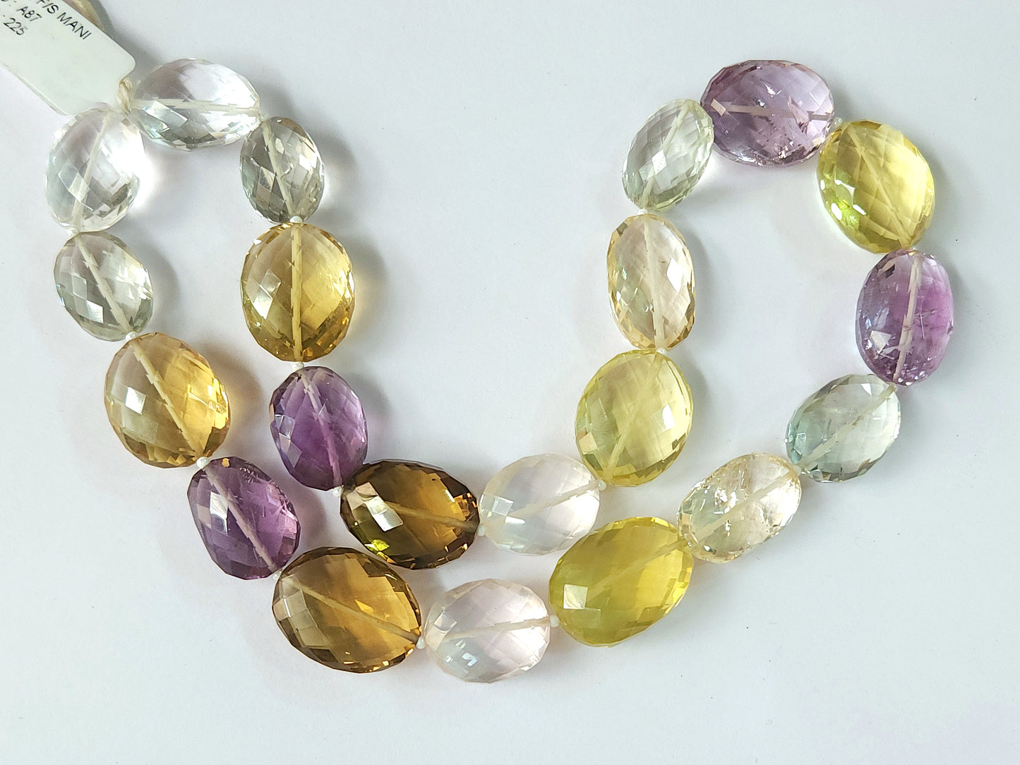 Mixed Semi Precious Gemstone Faceted Oval Shape Beads