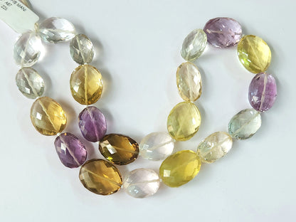 Mixed Semi Precious Gemstone Faceted Oval Shape Beads