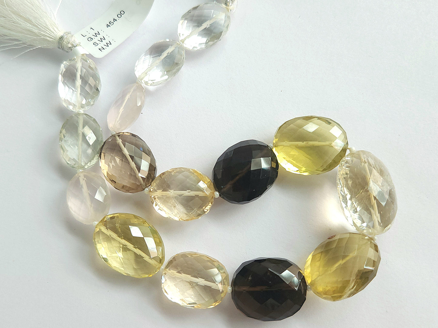 Mixed Semi Precious Gemstone Faceted Oval Shape Beads