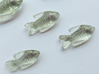 Green Amethyst Hand-Carved Fishes