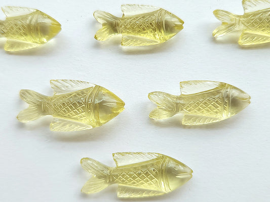 Natural Lemon Quartz Gemstone Hand-Carved Fishes