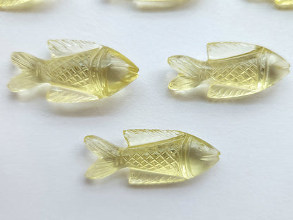 Natural Lemon Quartz Gemstone Hand-Carved Fishes