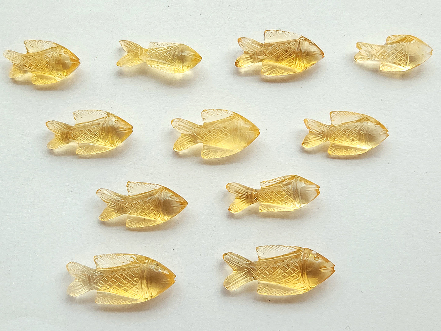 Natural Citrine Gemstone Hand-Carved Fishes