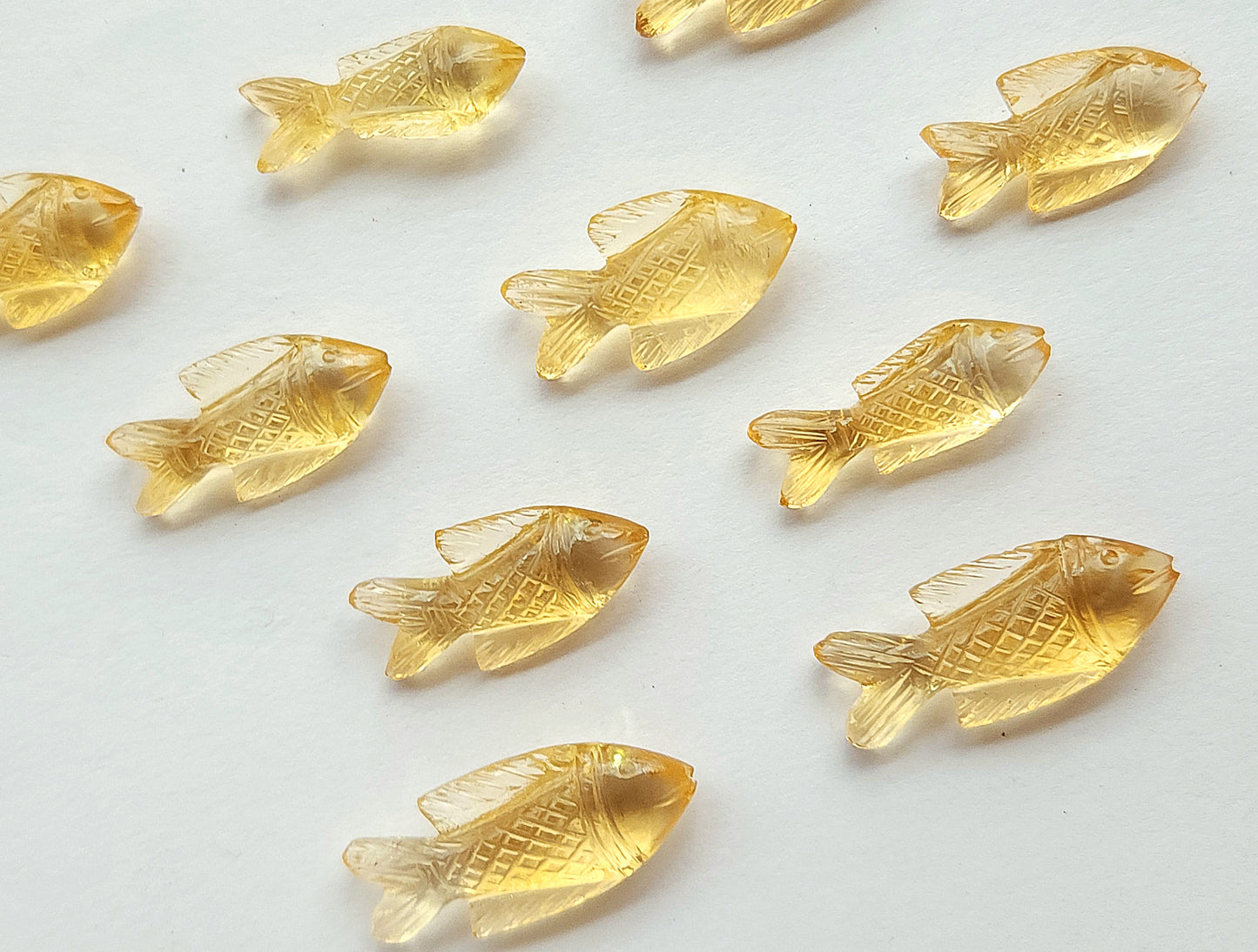 Natural Citrine Gemstone Hand-Carved Fishes