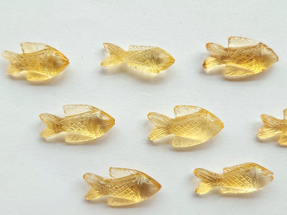 Natural Citrine Gemstone Hand-Carved Fishes