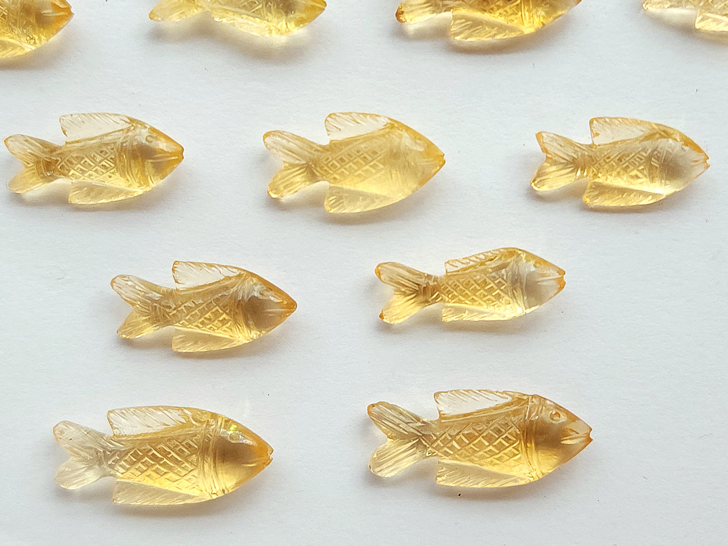 Natural Citrine Gemstone Hand-Carved Fishes