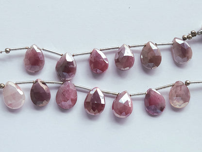 Pink Moonstone Coated Faceted Pear Shape Briolette Beads