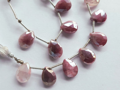 Pink Moonstone Coated Faceted Pear Shape Briolette Beads