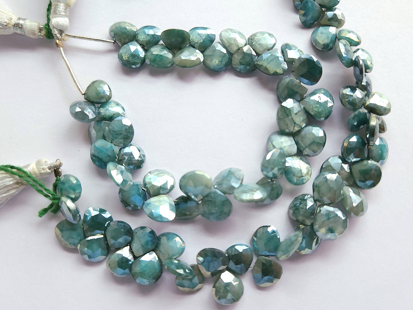 Blue Moonstone Coated Heart Shape Beads