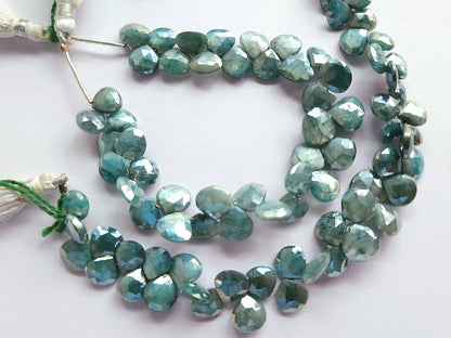 Blue Moonstone Coated Heart Shape Beads