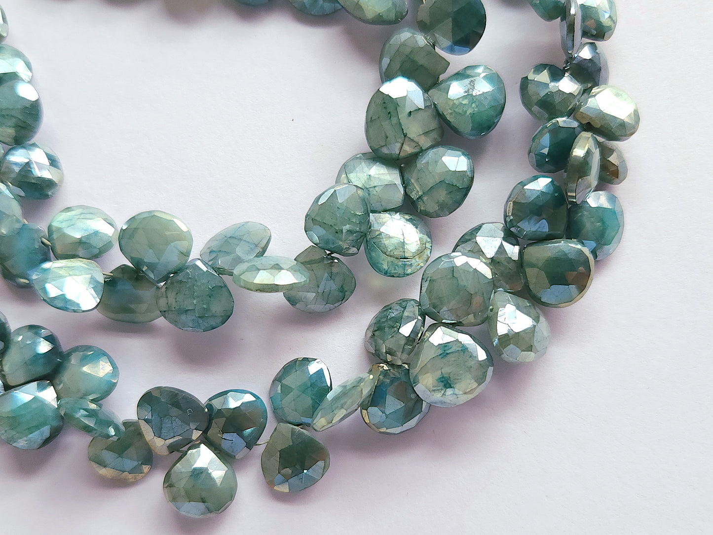 Blue Moonstone Coated Heart Shape Beads