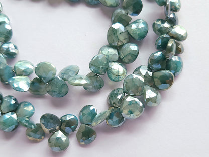 Blue Moonstone Coated Heart Shape Beads