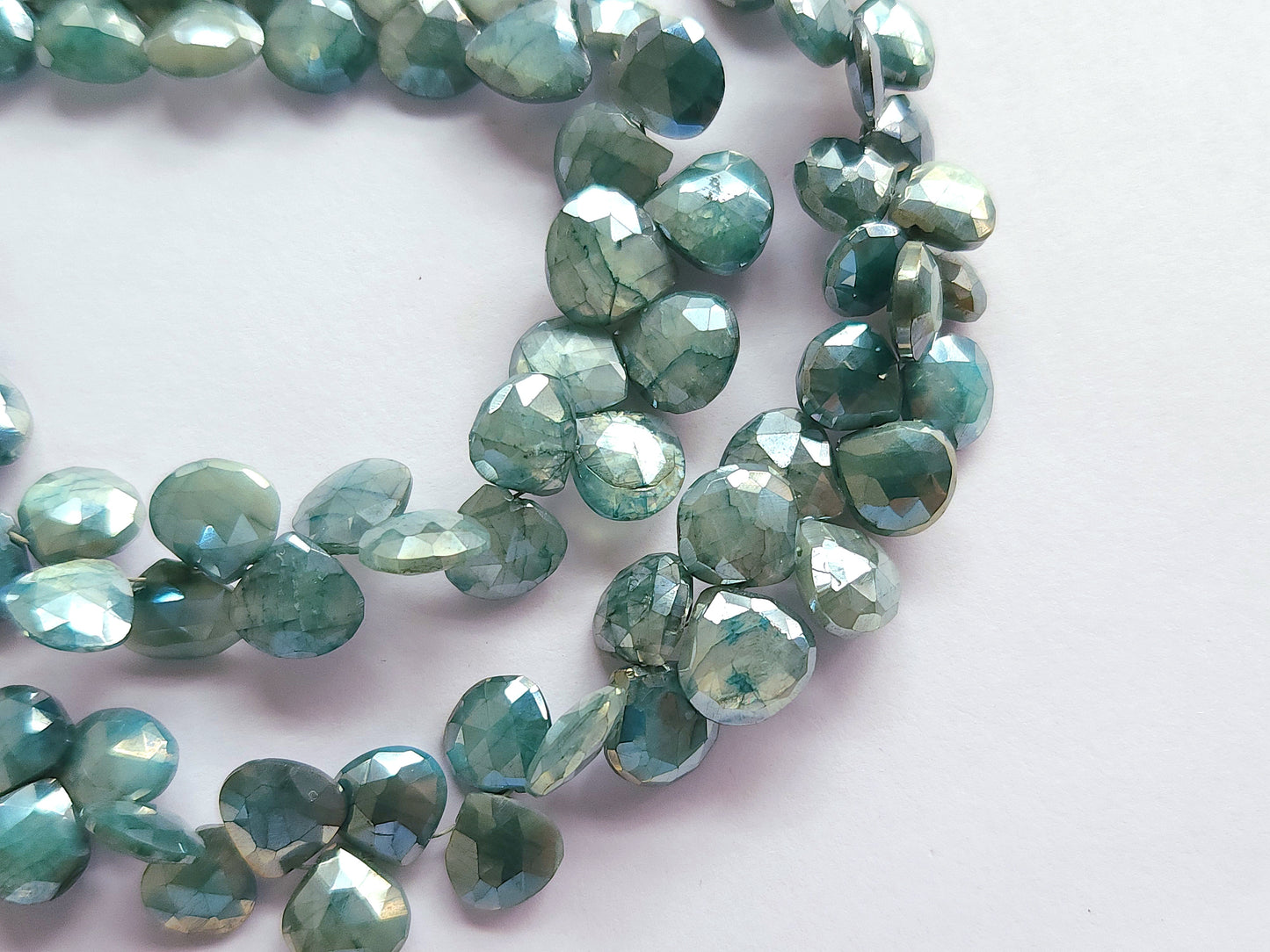 Blue Moonstone Coated Heart Shape Beads
