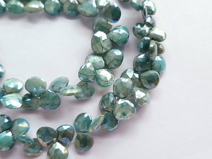 Blue Moonstone Coated Heart Shape Beads
