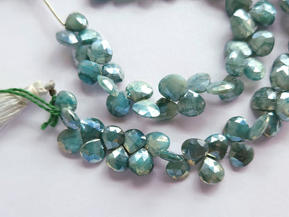 Blue Moonstone Coated Heart Shape Beads